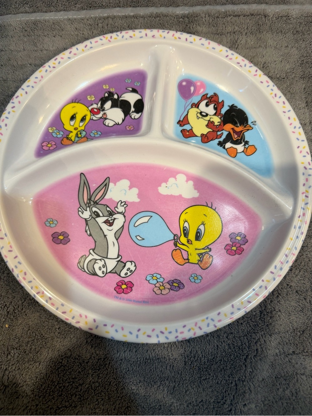 Baby Tweety Daffy Taz Bugs Sylvester Divided Dinner Plate For Baby